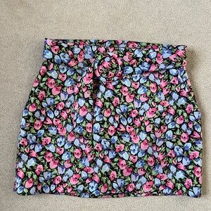 Zara belted floral pencil skirt - pink, blue, green